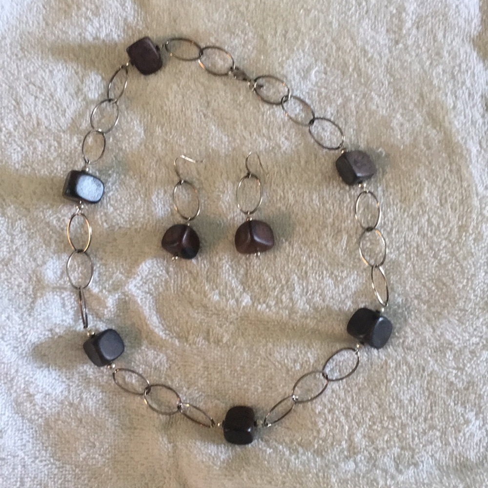 Silpada 20" necklace and earrings-brown